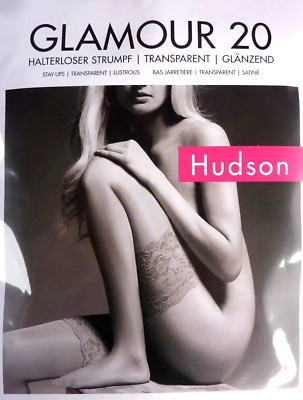 HUDSON Halterlose Strümpfe GLAMOUR 20 Glänzend Größe 38-40 Farbe Natur Weiß