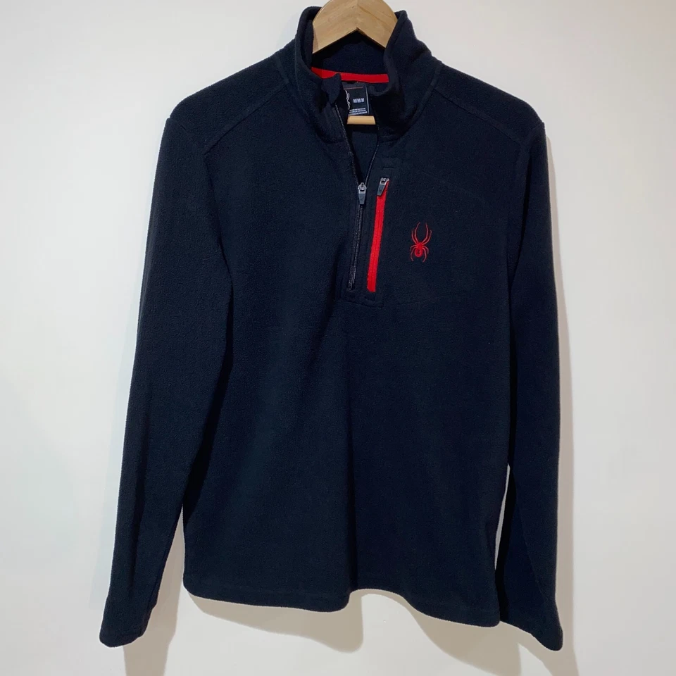 Pullover Spyder polar 1/4 cremallera talla mediana manga larga negro Foto 2 de 4