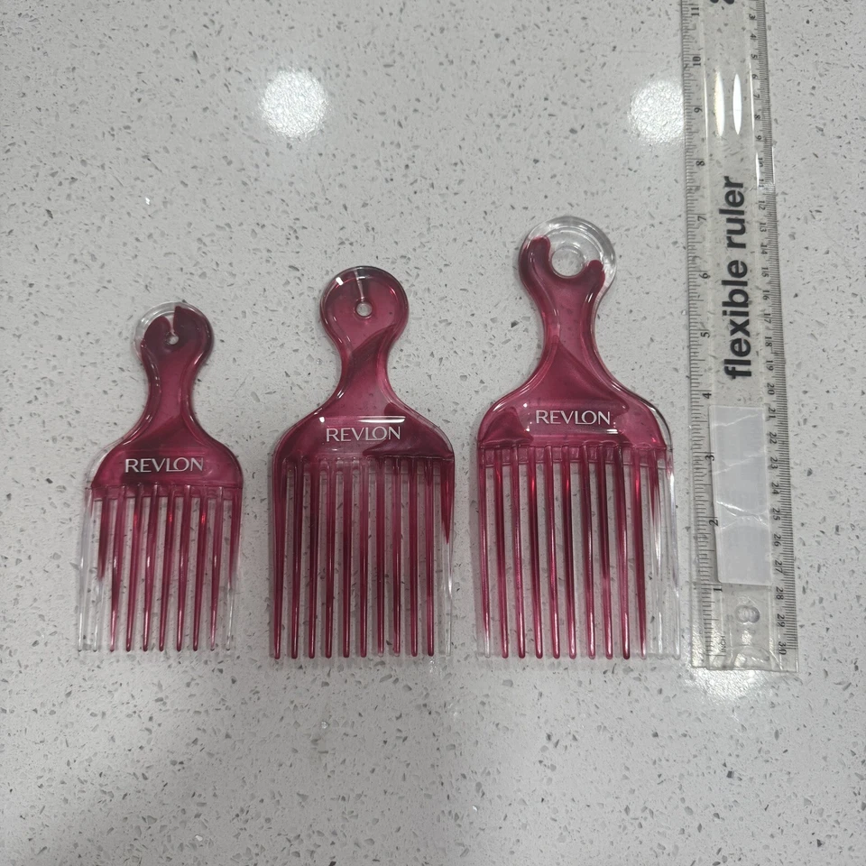 Lote De 3 Peine Elevador De Pelo Vintage Revlon Rosa Mármol Plástico Juego De 5-7 Pulgadas Foto 3 de 3