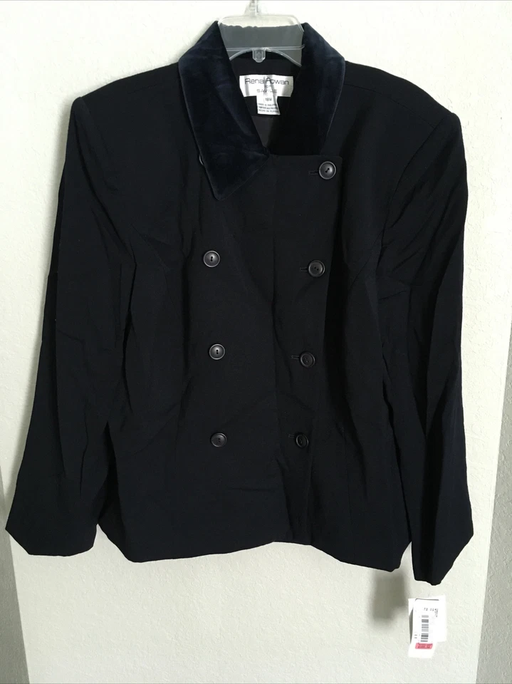 Rena Rowan For Saville Jacket Top/ Size 18W Shoulder Pads 100% Wool Outer - Image 2 of 4