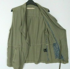 Price Drop---max Studio M (ch 56cm) Moss Green 100% Cotton Pockets Waistcoat