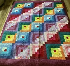  FIRM  COLORFUL, BEAUTIFUL HAND MADE  FINISHED 85 X 65 QUILT