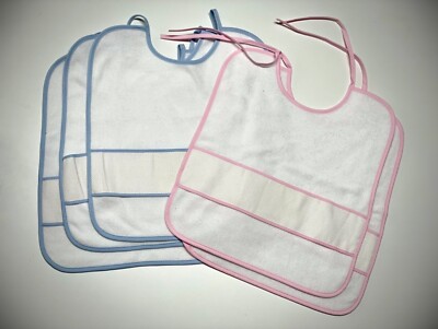 Lätzchen 30x34 cm, 5 Stück (3x blau & 2x rosa)