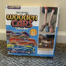 Build & Paint Your Own Wooden Cars - DIY Wood Craft Kit, Easy to Assemble