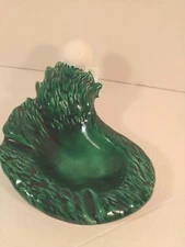 Vintage 1980 Atlantic Mold Golf Ashtray Green White Golf Ball & Tee Signed Johny