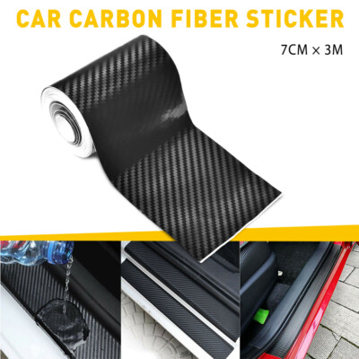 Carbon Fiber Look Vinyl Film Sticker Door Sill Scuff Anti Scratch Tape Protect