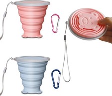 Faltbecher Silikon 180ml 2er Set mit Deckel f&uuml;r Reisen Camping Outdoor 2 St&uuml;ck