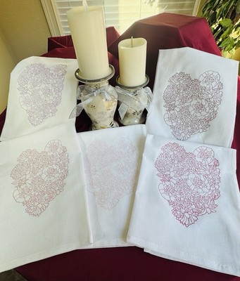 Valentine embroidered tea towels