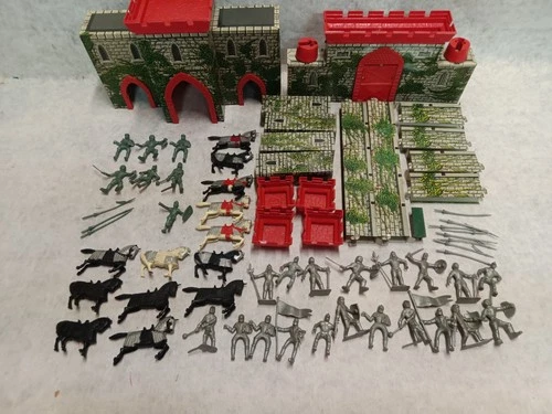 Vintage Marx Playset Medieval Castle Fort Figures Buildings Accessories