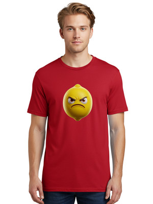 Angry-Lemon-3 Mens Graphic Tee, 100% Cotton, Casual Summer Wear