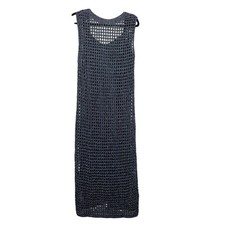 ZARA Long Knit Dress with Metallic Thread Detail Black Silver Size Small NWT