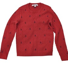 Brooks Brothers Sweater Kids Medium Red Anchor Supima Cotton Pullover Nautical
