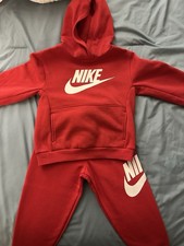 Nike Boys Red Hoodie  Pants Set Hooded Pullover Long Sleeve Solid 2 Piece