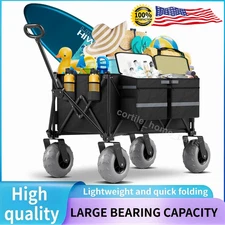 Heavy Duty Collapsible Wagon Cart | Foldable Utility Wagon for Camping & Grocery