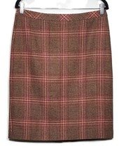 Talbots Pencil Skirt Size 6 Wool Blend Tweed Lined Plaid Slit Midi Preppy Career