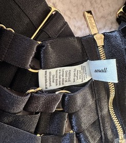 Bordelle Silk Push Up Bustier & Harness Brief - Black Size S 