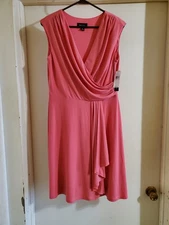 AB Studio Women's Sleeveless Coral Dress  Knee Length Size12P