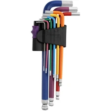 Colorful 9 Piece Hex Key Set Ball End L Shape Wrench Tool For Applications