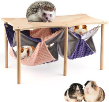 Guinea Pig Hideout Double Hammock with Stand for Ferrets, 2PCS Hanging Soft Slee