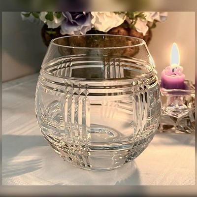 Ralph Lauren Glen Plaid Roly Poly Glass Vintage Lauren Crystal Barware - 1