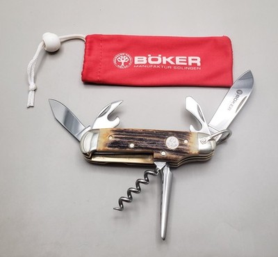 Tree  Brand  Boker  Germany  182  Camp  Knife  Genuine  Sambar Stag  Mint!