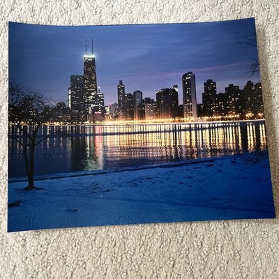 Chicago night sky winter solitude lake front 8x10 Kodak photo collection 