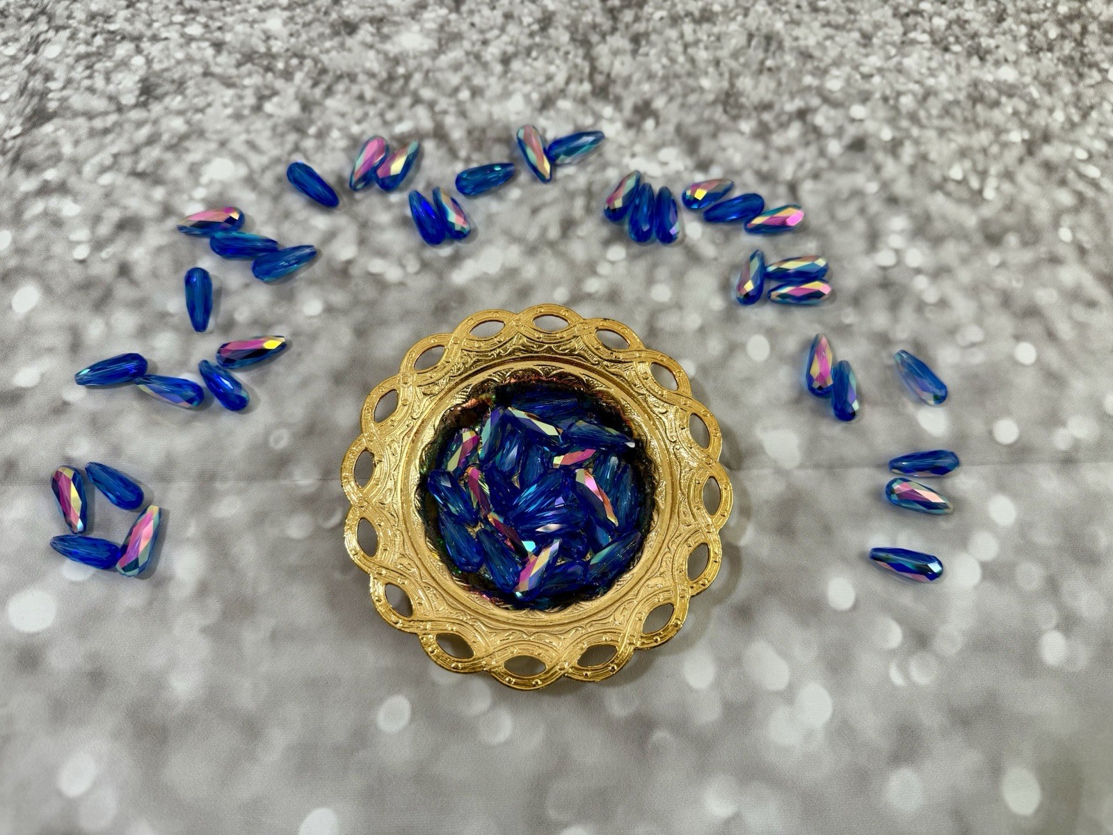 SWAROVSKI - 20x8mm Long Tear Drop Beads - Art# 5505 - Sapphire Blue AB - NOS