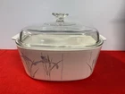 Vintage CorningWare Shadow Iris A-5-B, 5 Lt Casserole Dish And Pyrex Glass Lid