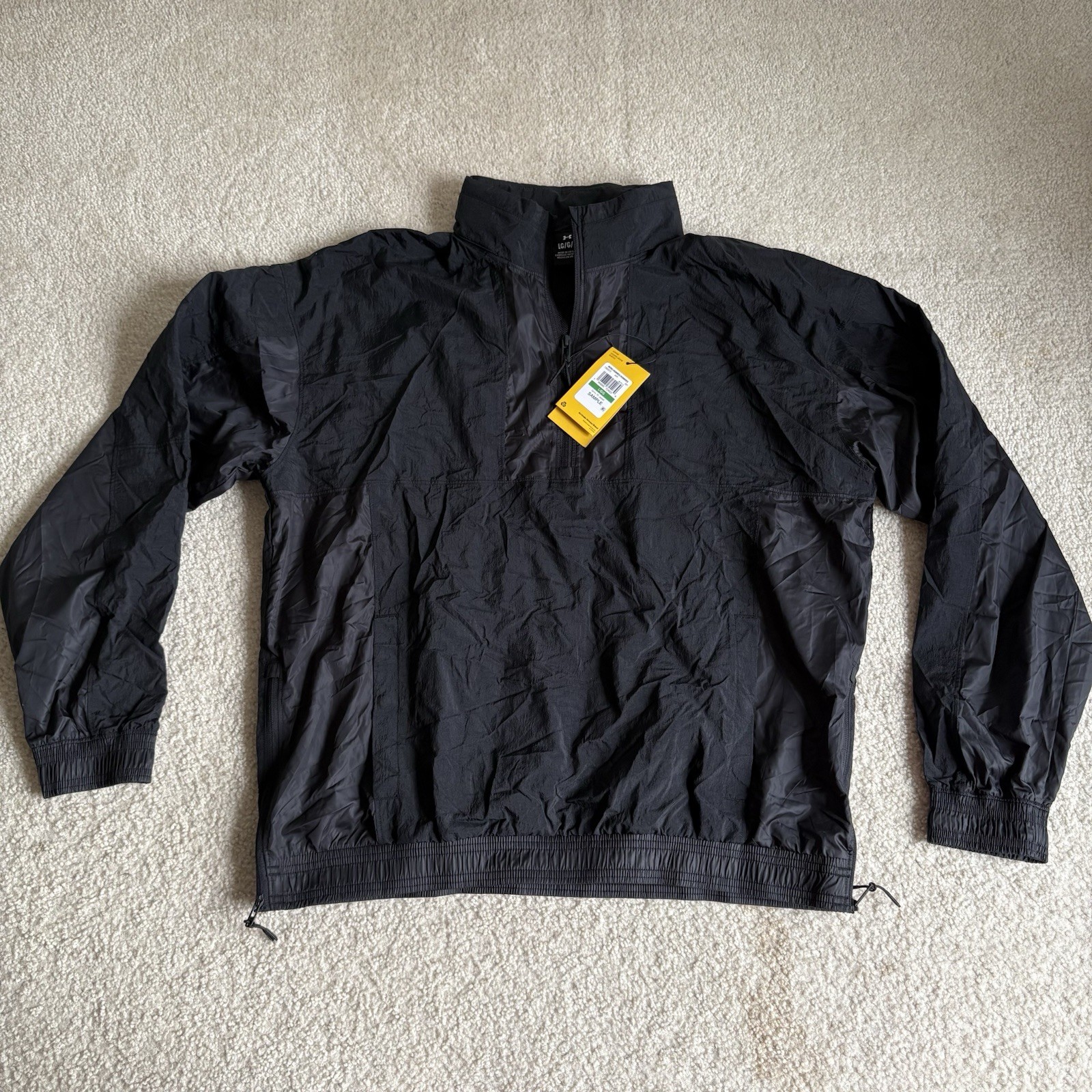 Under Armour Curry FZ Mens Jacket Large Black Quarter Zip Nylon Loose Fit NWT