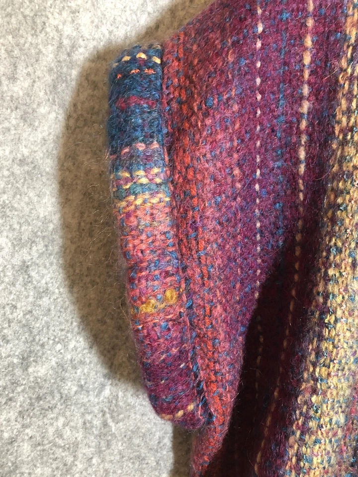 LucyAnn Warner 毛衣女式中号多色开襟手工编织波西米亚 — 第 3/4 张图片