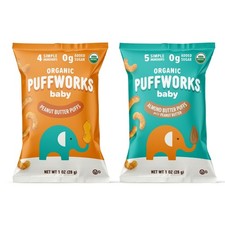 Puffworks Baby Peanut and Almond Variety Pack, 1.0 Ounce, Pack of 6