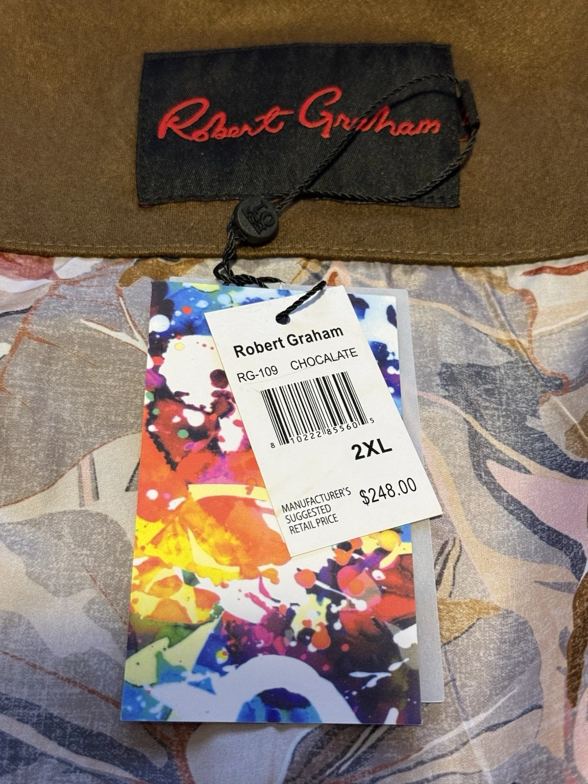 Robert Graham RG-109 Brown Full Zip Lined Jacket Men’s 2XL Regular Fit - product detail image 4
