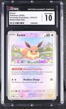 CGC 10 Eevee #074 Prismatic Evolutions 2025 Master Ball Holo English Pokemon TCG