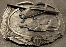Pewter plane pilot siskiyou Belt Buckle Vintage Mint
