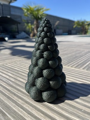 Moderner Weihnachtsbaum in Kugelform 15 cm Farbe grün gold 