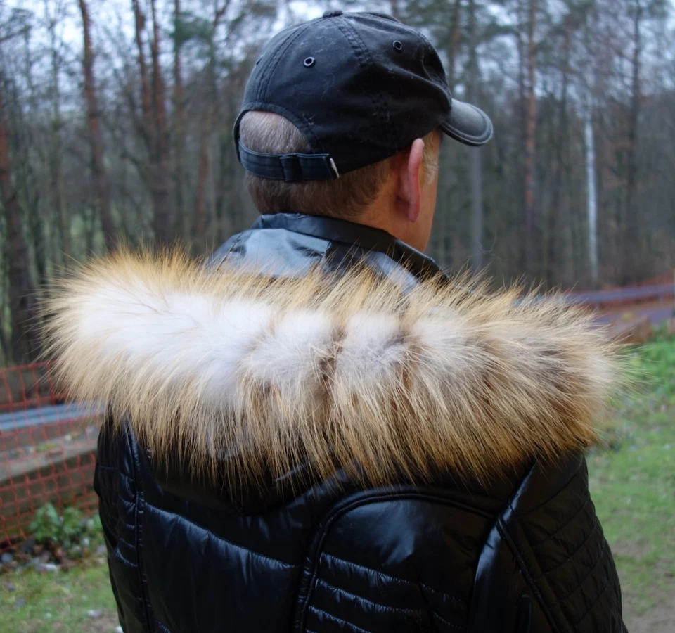 Fuchs Pelz Kapuze Kragen Echt Fellkragen Silberfuchs Pelzkragen für Jacke Parka - Bild 1 von 4