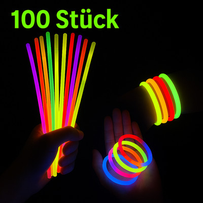 100x Knicklichter | Armreifen | Leuchtstäbe | Glowsticks für Party Leuchte Deko