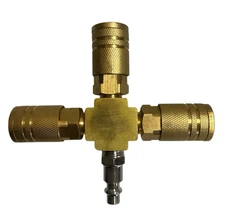 Cal-hawk Brass Air Fitting 3 Way Quick Connectors - CAHQC3