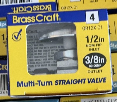 18 x BRASSCRAFT 1/2'' x 3/8'' Brass Straight Shut Off Valves OR12X C1