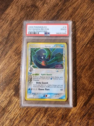 Rayquaza 16 Reverse Holo Foil EX Holon Phantoms Stamped Pokemon PSA 2