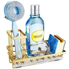 SWTYMIKI Sink Caddy Kitchen Sink Organizer with Detachable Brush Holder, Stai...