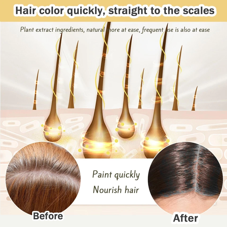 Champú tinte instantáneo Nova Hair, tinte de color instantáneo natural 3 en 1 para hombres y mujeres Foto 4 de 4