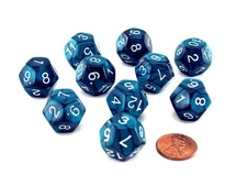Pack of 10 D12 18mm Koplow Games Pearl Dice - Emerald