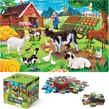 48 Piece Jumbo Floor Puzzle For Kids Farm Animals Barn Large Jigsaw Toddler Toy