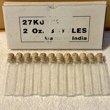 Cylinder Glass Vial Bottle Lot/Set of 12 with Cork Stopper 2oz 60ml India Empty