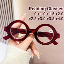 2024 Retro Full Frame Reading Glasses Small Round Leopard Hyperopia Eyewear Wome