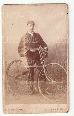 ANTIKES FAHRRAD CDV FOTO G.A. Oldham Fotograf Colchester 1880er Jahre