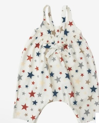 NWT Angel Dear  tie back romper Stars 18-24 mo