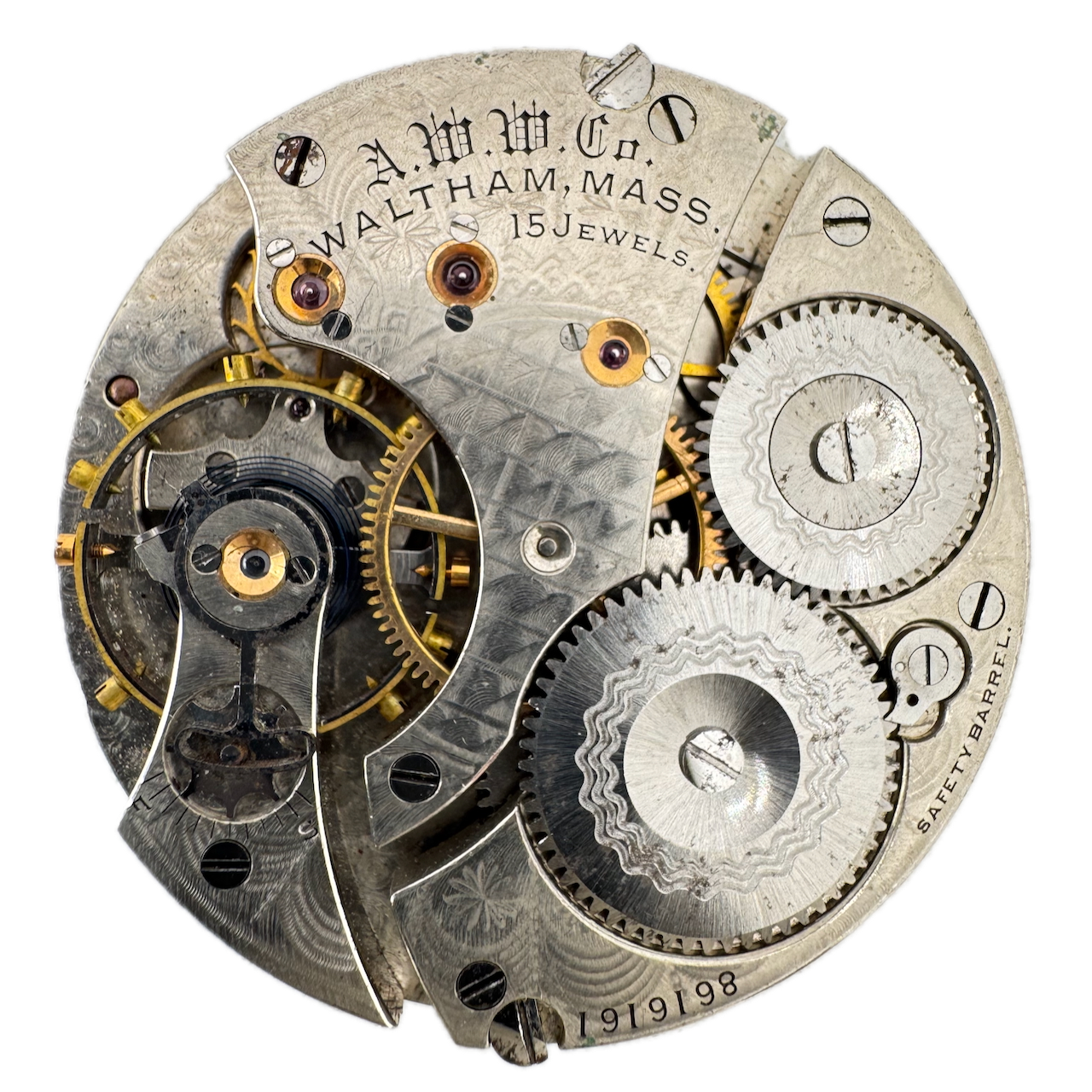 Antique 16s 1899 Waltham Canadian Dial 15j Hunter Pocket Watch Movement 620