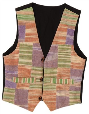 VINTAGE Herren Weste klein bunt Patchwork Baumwolle NN13